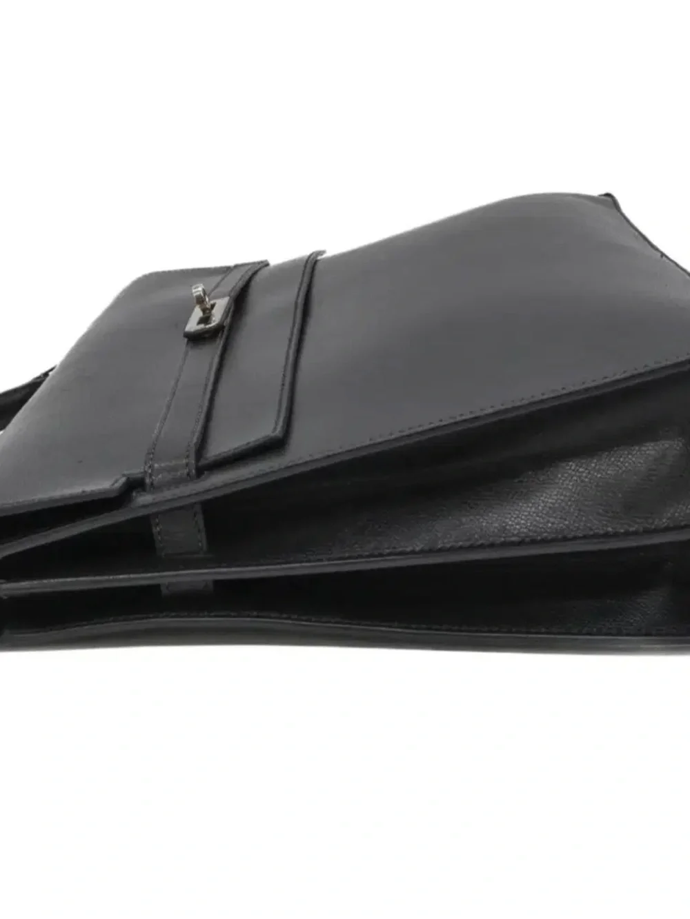 Hermes Black Leather Top-Handle Briefcase with Palladium Hardware